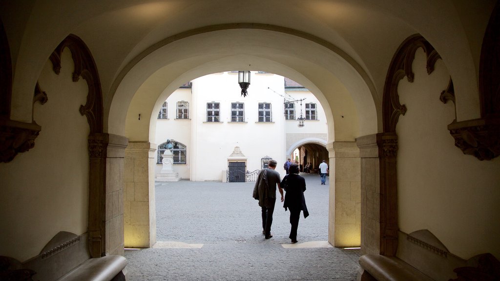 Museo de la ciudad de Bratislava mostrando una plaza y también una pareja