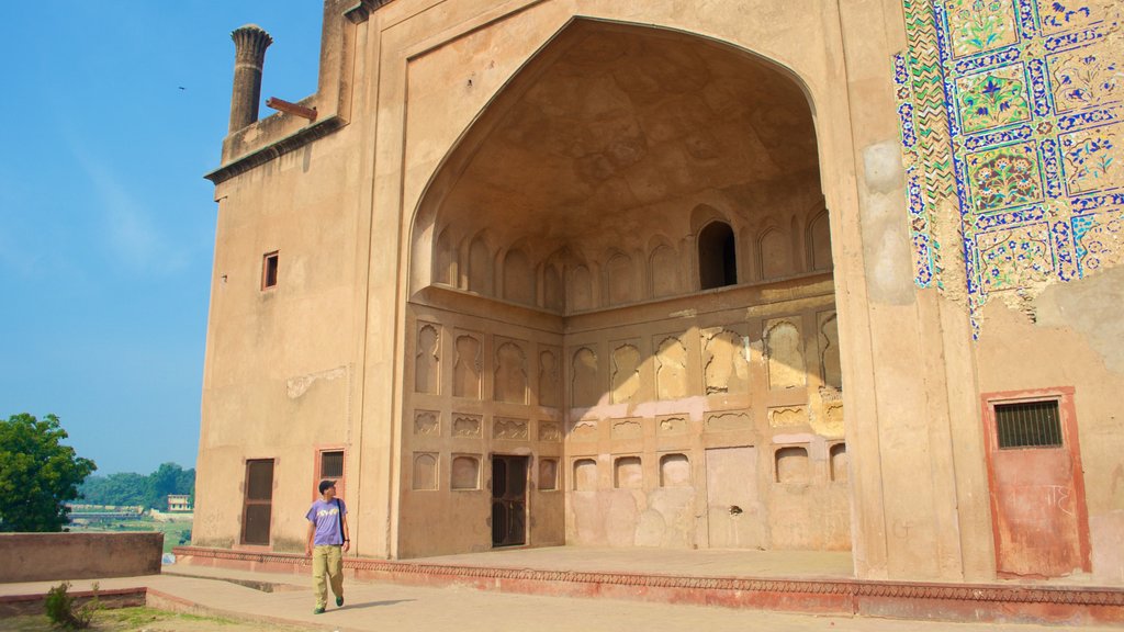 Chini ka Rauza showing a mosque as well as an individual male