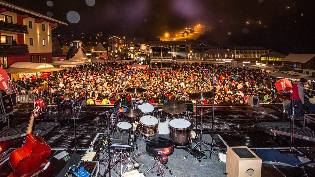 Obertauern which includes performance art, night scenes and music