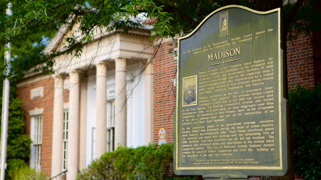 Madison showing heritage architecture and signage