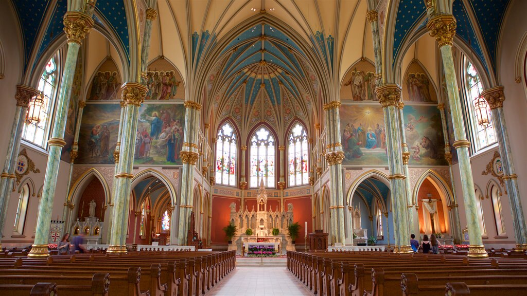 Lafayette Square showing religious aspects, interior views and a church or cathedral