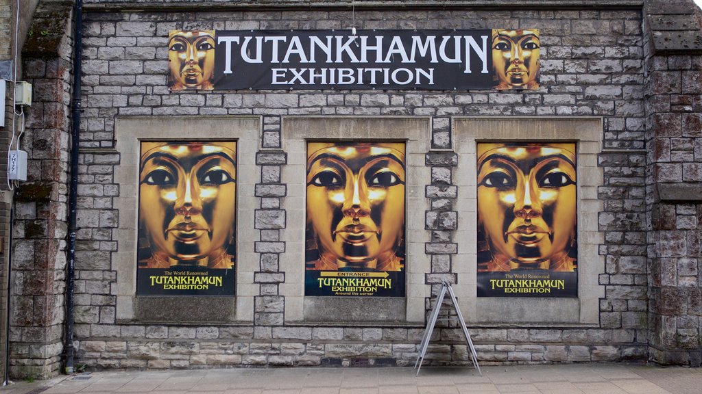 Tutankhamun: The Exhibition which includes signage