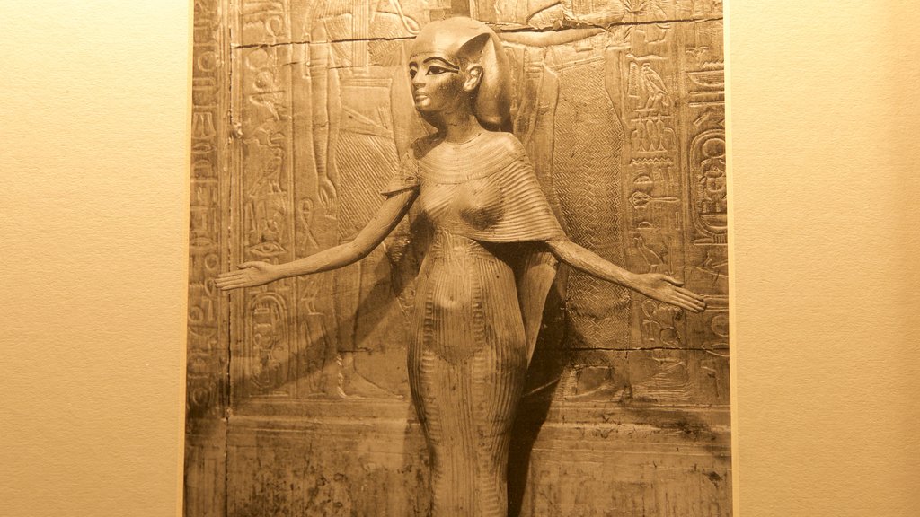 The Tutankhamun Exhibition which includes a statue or sculpture, art and heritage elements