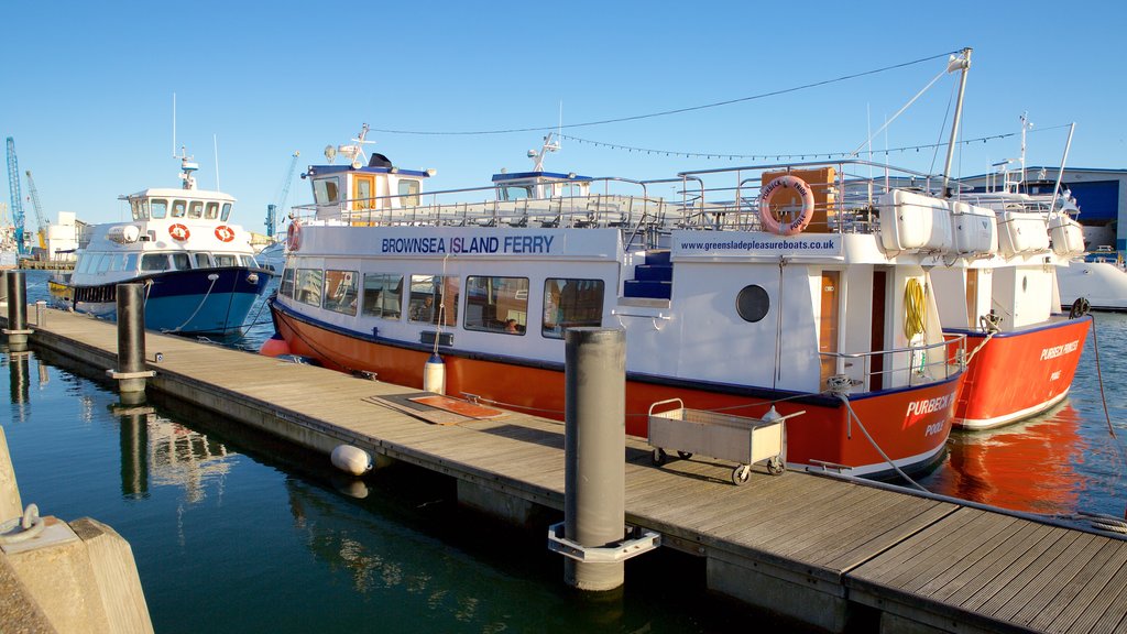 Poole Harbour featuring a ferry and a bay or harbour