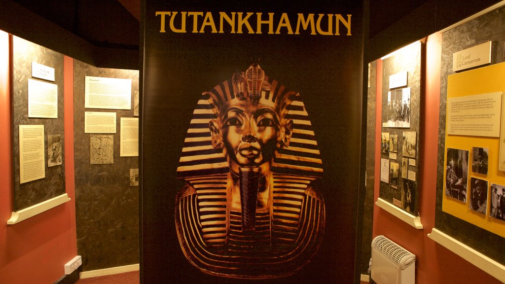 Tutankhamun: The Exhibition fasiliteter samt skilt og innendørs