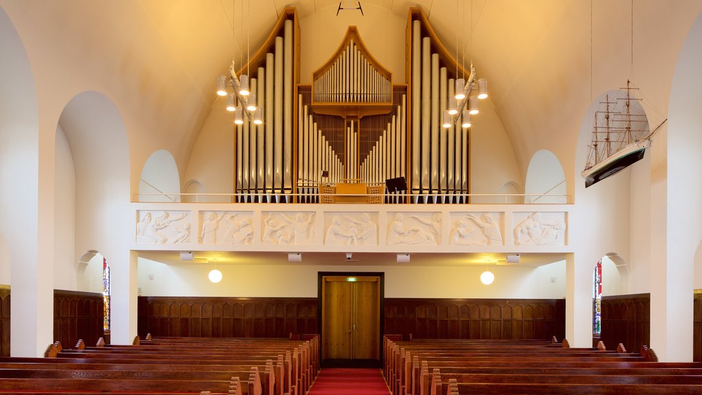 Akureyri Church showing a church or cathedral and interior views