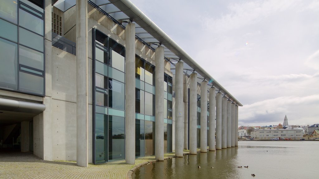 Reykjavik City Hall which includes general coastal views