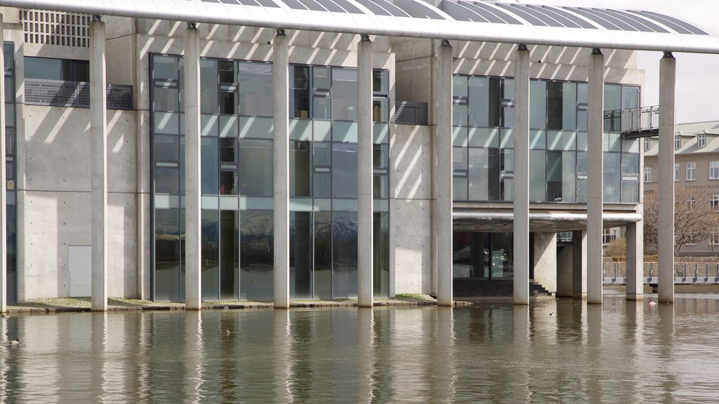 Reykjavik City Hall showing general coastal views