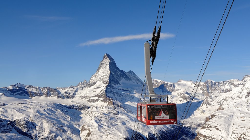 Matterhorn which includes mountains, a gondola and snow