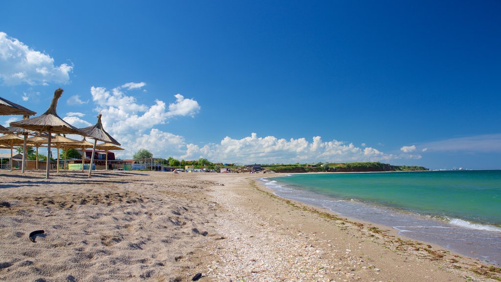 Vama Veche which includes general coastal views and a beach