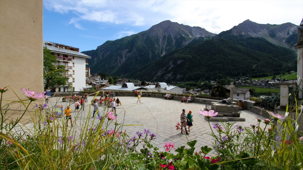 Courmayeur ofreciendo flores, un parque y un parque o plaza