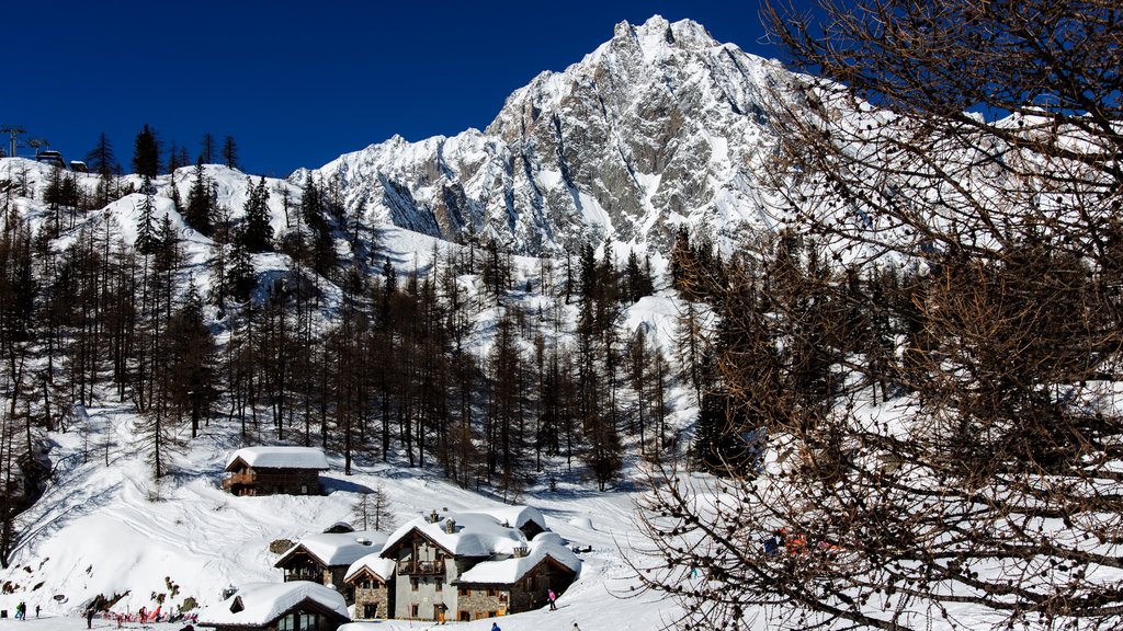 Courmayeur showing snow and mountains