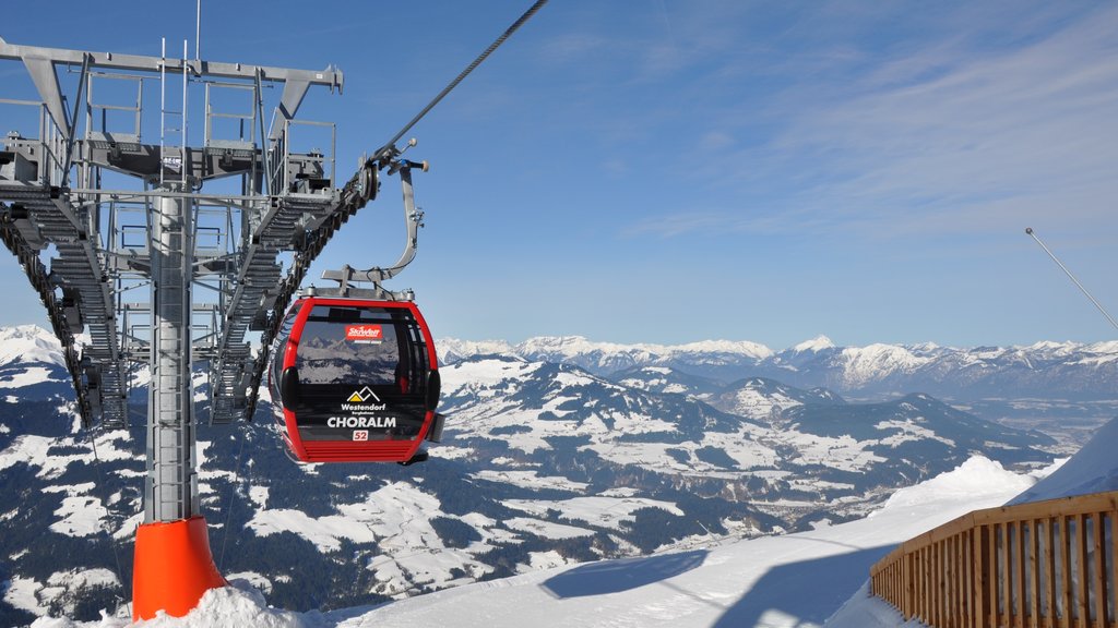 Westendorf featuring landscape views, snow and a gondola