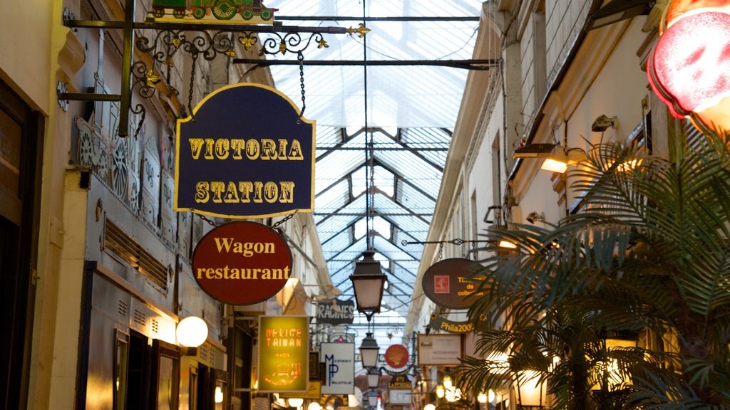 Grands Boulevards showing shopping, interior views and signage