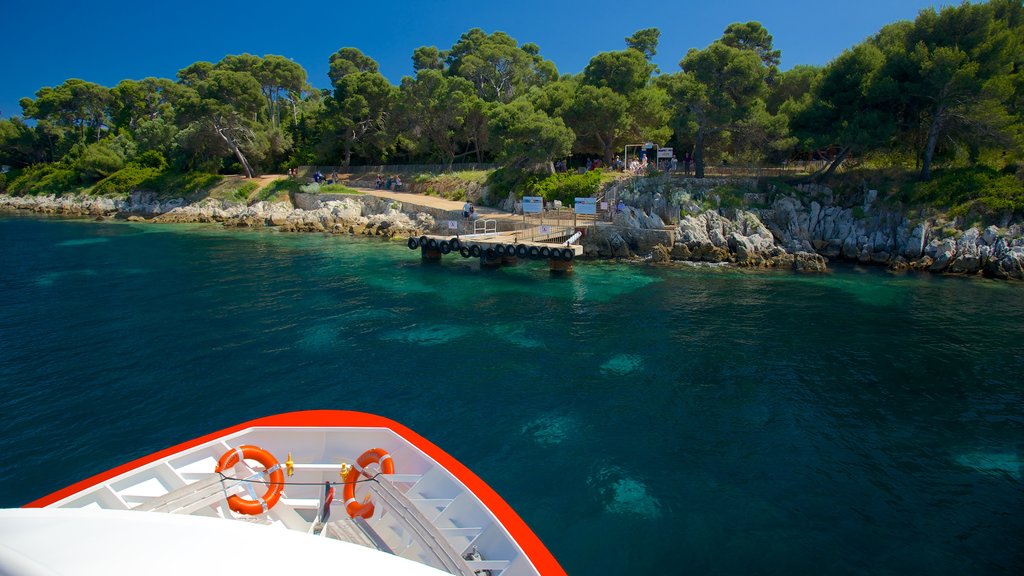 Ile Saint-Honorat showing general coastal views