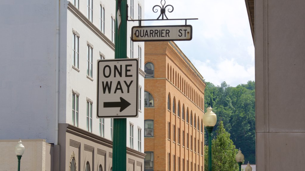 Charleston showing signage and a city