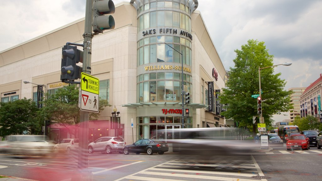 Friendship Heights featuring signage, street scenes and shopping