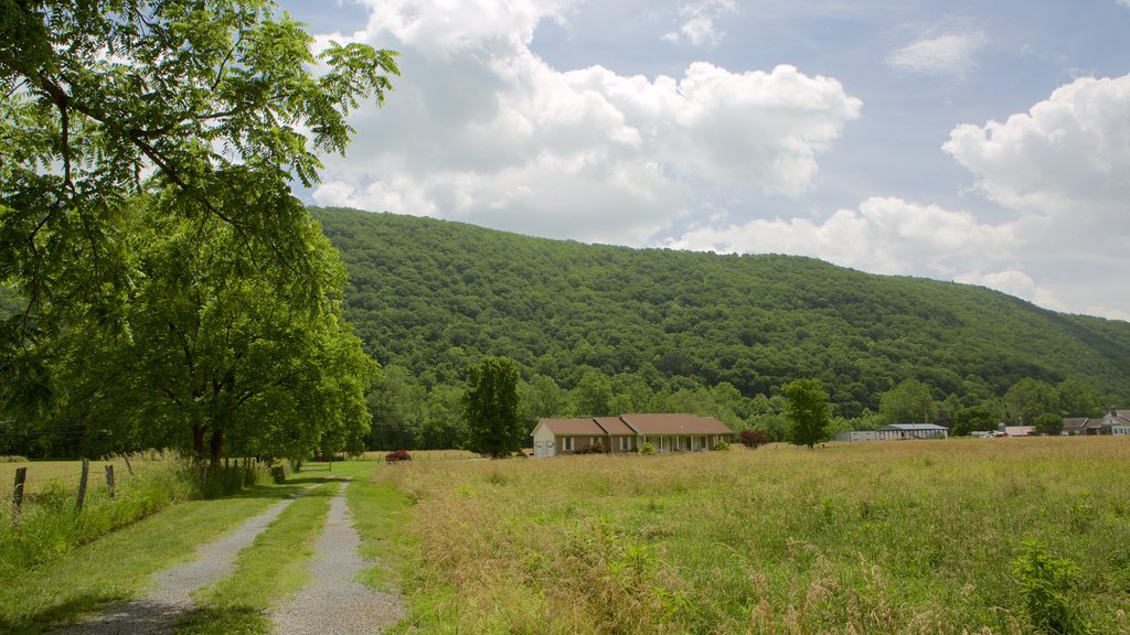 Canaan Valley which includes farmland, a house and mountains