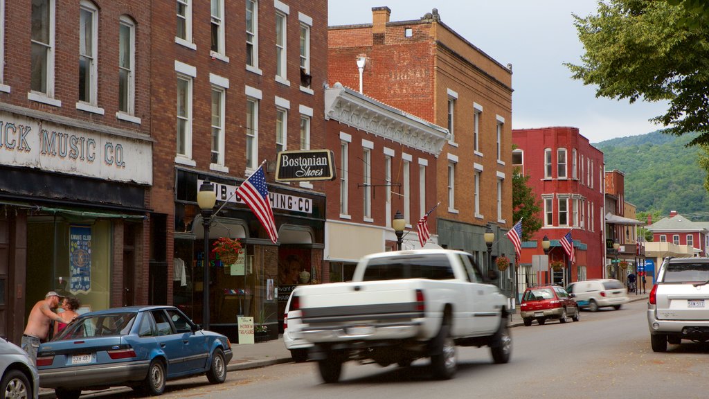 Hinton showing a city, street scenes and heritage elements