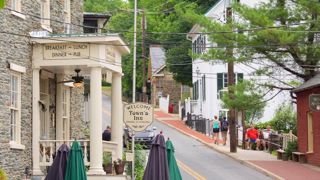 Harpers Ferry National Historical Park showing a bar, signage and heritage elements