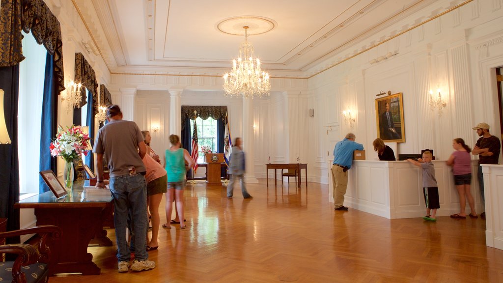 West Virginia State Capitol Building showing an administrative building and interior views as well as a small group of people