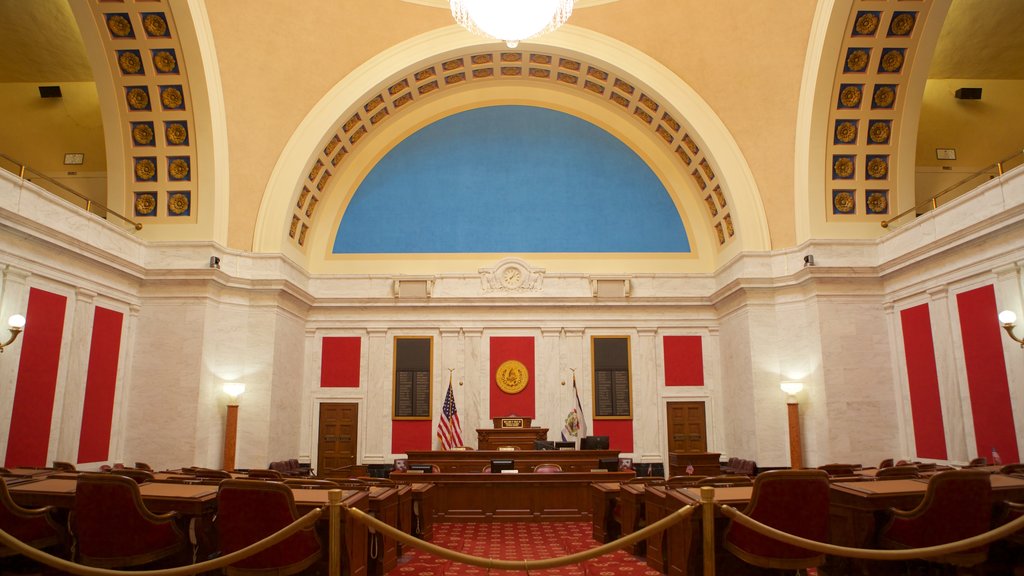 West Virginia State Capitol Building showing an administrative buidling and interior views