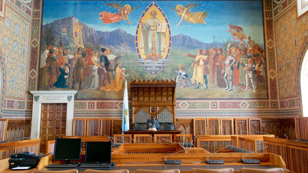 Palazzo Pubblico which includes an administrative buidling, interior views and art