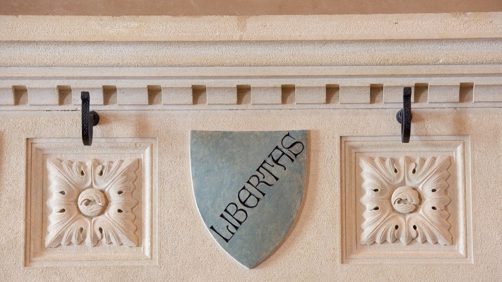 Palazzo Pubblico showing signage, interior views and a castle