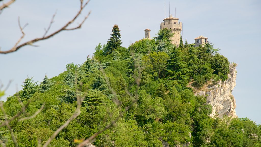 Montale Tower which includes a castle, mountains and heritage elements