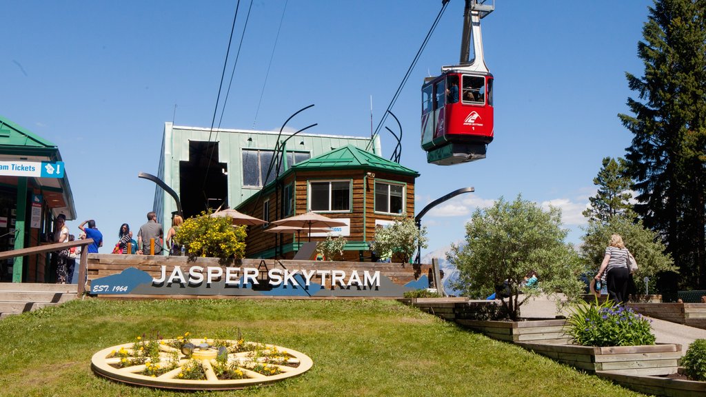 Jasper Tramway featuring a gondola and signage