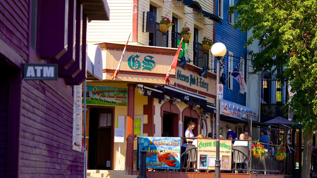 George Street mostrando comidas al aire libre y señalización