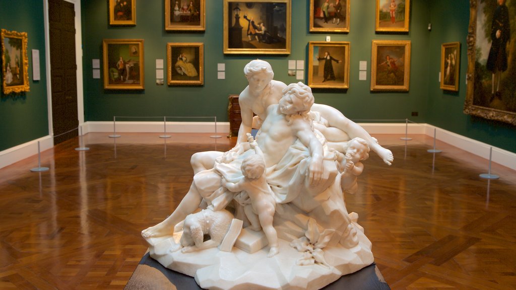 The Holburne Museum featuring interior views, a statue or sculpture and art