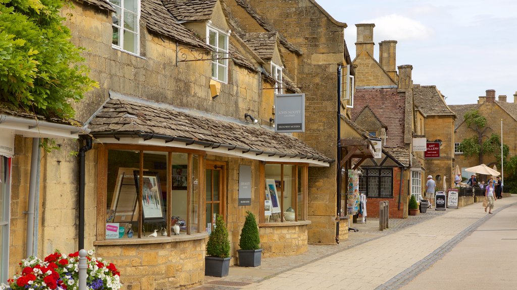 Broadway showing street scenes and a small town or village