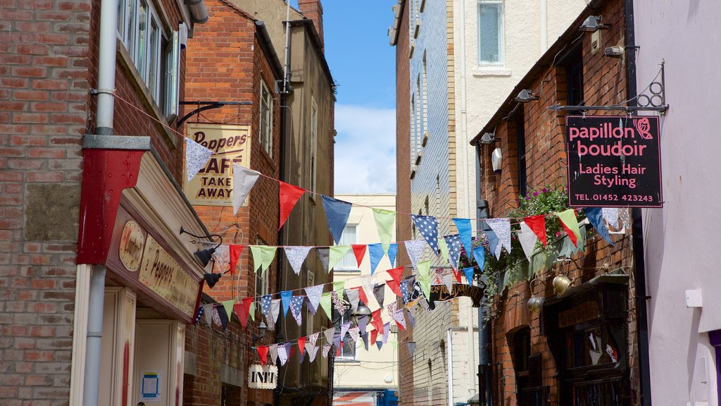 Gloucester showing signage and a city