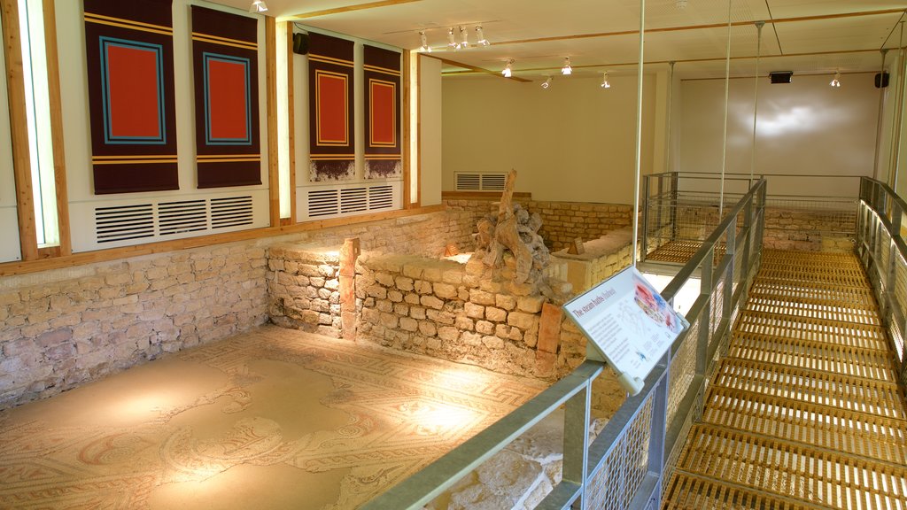 Chedworth Roman Villa mostrando elementos de patrimônio e vistas internas