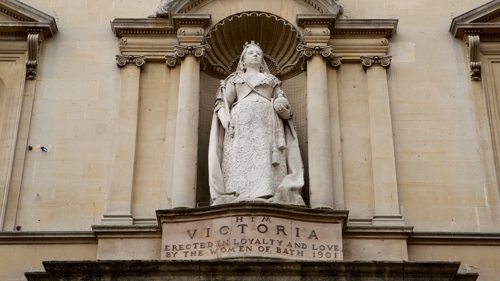 Victoria Art Gallery showing heritage architecture, signage and a statue or sculpture