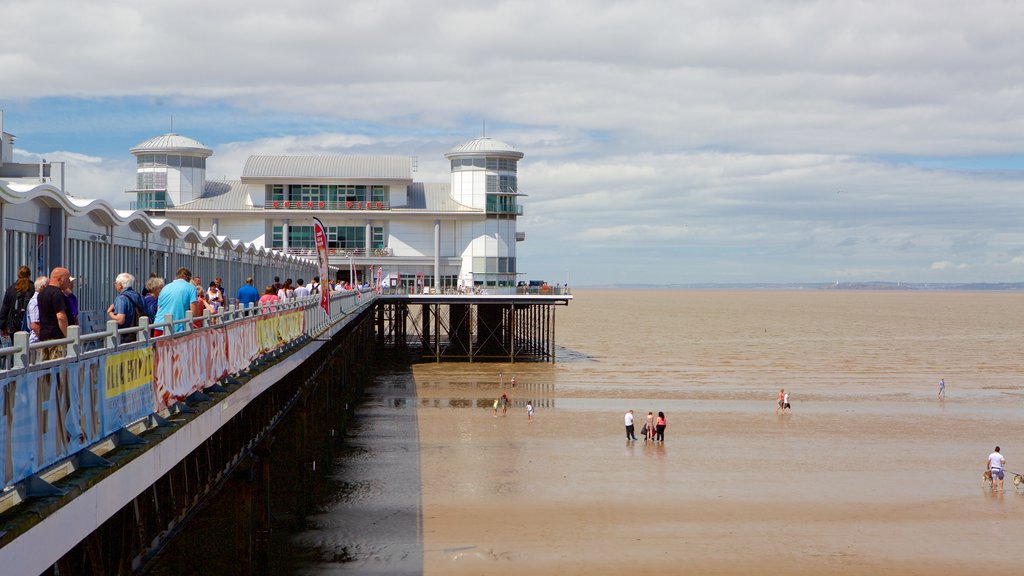 The Grand Pier which includes a sandy beach, general coastal views and views