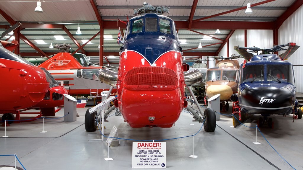 International Helicopter Museum showing interior views and aircraft