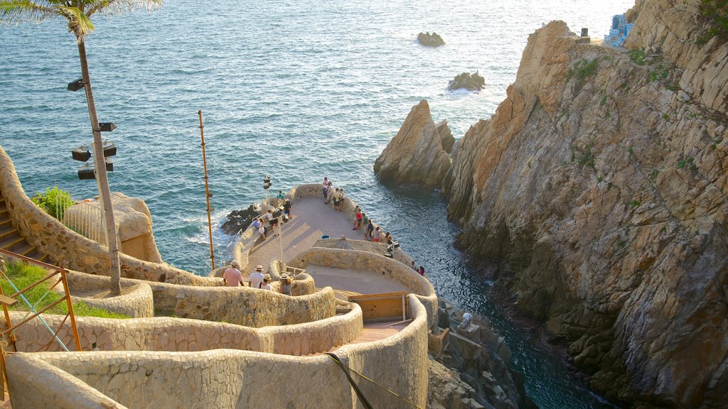 La Quebrada Cliffs featuring a gorge or canyon, views and rugged coastline