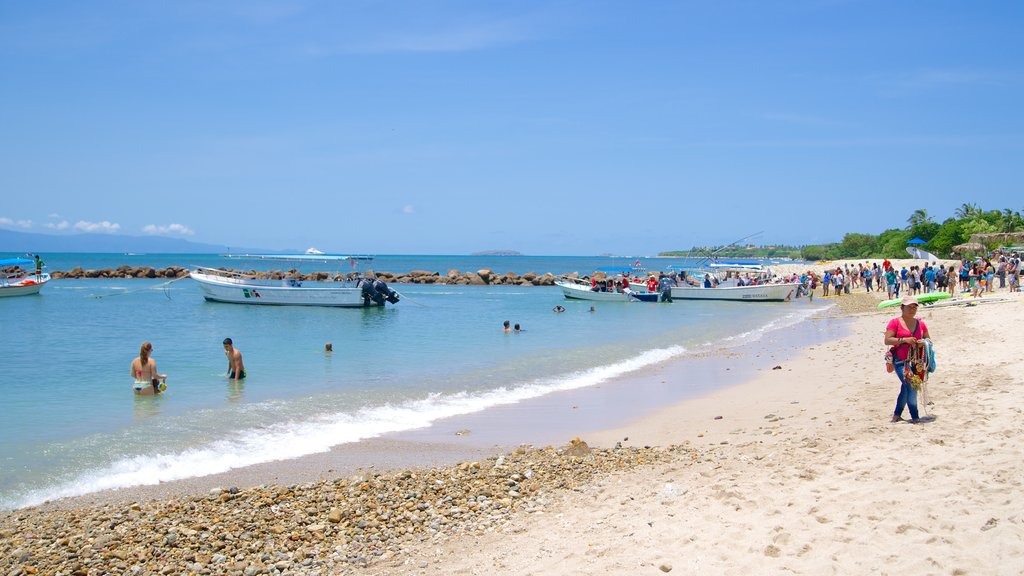 South Coast Nayarit showing boating, a sandy beach and swimming