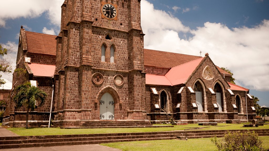 Basseterre caracterizando uma igreja ou catedral e elementos de patrimônio