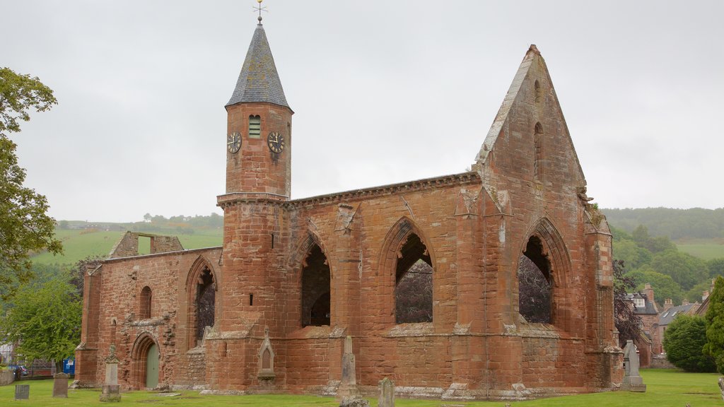 Fortrose Cathedral featuring a church or cathedral, heritage architecture and a cemetery