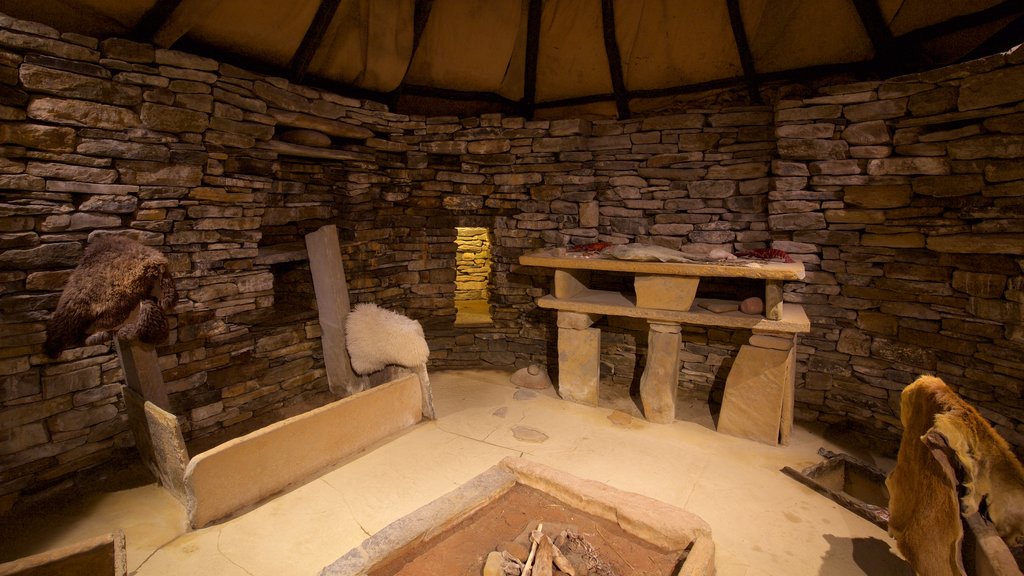 Skara Brae featuring a house, heritage elements and interior views