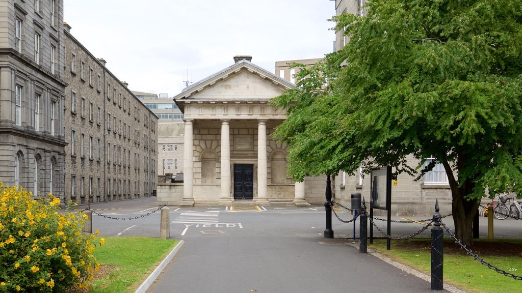 Trinity College que incluye un edificio administrativo, arquitectura patrimonial y elementos patrimoniales