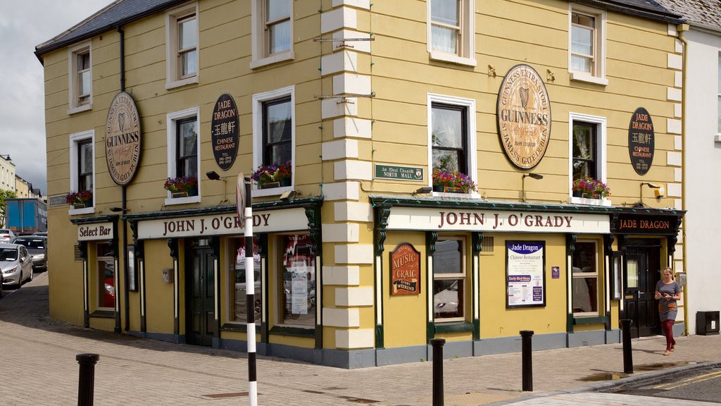 Westport showing a bar and signage as well as an individual female