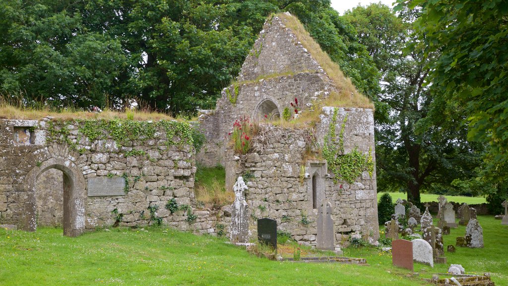 Lough Gur que inclui elementos religiosos, um cemitério e ruínas de edifício