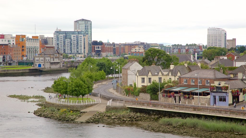 Limerick showing a city and a river or creek