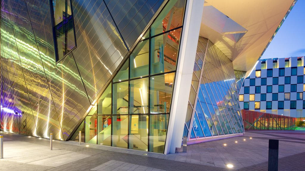 Bord Gais Energy Theatre which includes modern architecture and theatre scenes