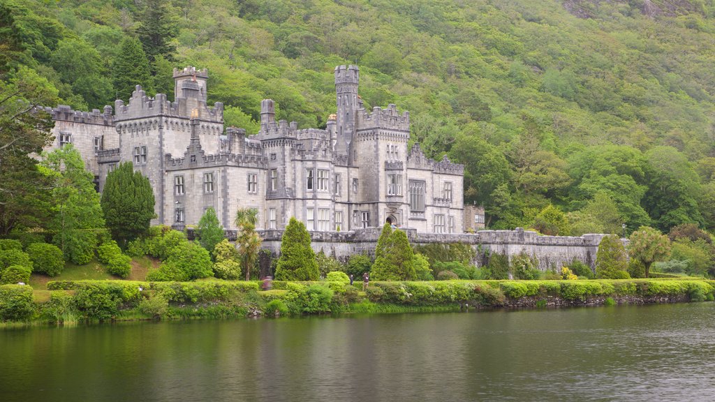 Kylemore Abbey showing a castle, heritage elements and a river or creek