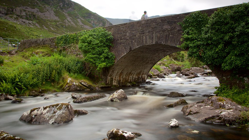 Gap of Dunloe ofreciendo un río o arroyo, escenas tranquilas y un puente